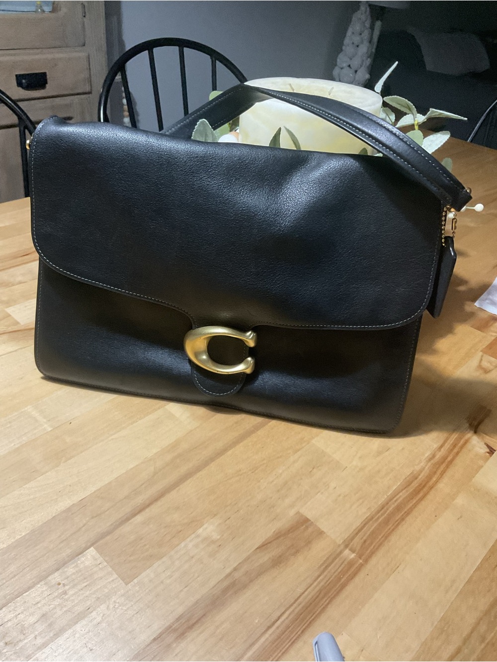 Coach Tabby chain shoulder bag 35 Black Leather